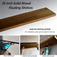 thumbnail image 2 of 36 Inches Long Walnut Floating Shelves,Rustic Solid Wood Farmhouse Wall Shelves with Invisible Brackets for Bathroom, Living Room, Bedroom, Kitchen Set of 2, 2 of 9
