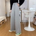 thumbnail image 2 of Pantalones de mujer Pantalones largos deportivos sueltos de cintura alta con pierna ancha, gris, XXL sidaley AP001457-05, 2 of 7