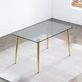 thumbnail image 3 of Tempered Glass Dining Table for 4, Sudica 51" Modern Rectangular Glass Kitchen Table with 4 Golden Plating Metal Legs, 3 of 9