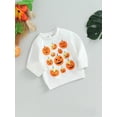 thumbnail image 3 of Wassery Infant Baby Girls Clothes 6M 12M 18M 24M 3T Toddler Girl Halloween Sweatshirts Long Sleeve Round Neck Pumpkin Print Pullovers 2Pcs Fall Casual Outfit Sets for Newborn 0-3T, 3 of 8
