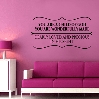You Are A Child Of God Wall Decal – Psalm 139 Quote, Vinyl Sticker For Kids Room, Nursery, Bedroom – 30x30 Inches