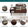 thumbnail image 6 of edx Wooden Lift Top Coffee Table with Hidden Compartments and Adjustable Shelves - Ideal for Small Homes, Apartments, Reception Rooms, Dark Brown, 6 of 11