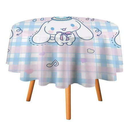 

Cinnamoroll Table Cloth Round Tablecloth Polyester Table Circular Table Cover Washable Wrinkle Stain-Resistant Cloth Holiday Decorations For Party Kitchen Dinning Outdoor Indoor