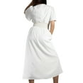 thumbnail image 5 of Jess by Meiko Women's Dress V Neck Flutter Sleeve Statement Buckle Waistband Midi Dress XL White, 5 of 7
