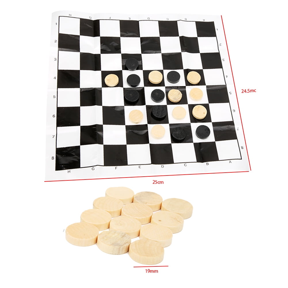 Ccdes International Checkers,24PCS Wooden International Draught Checker Game Set Wood Chess