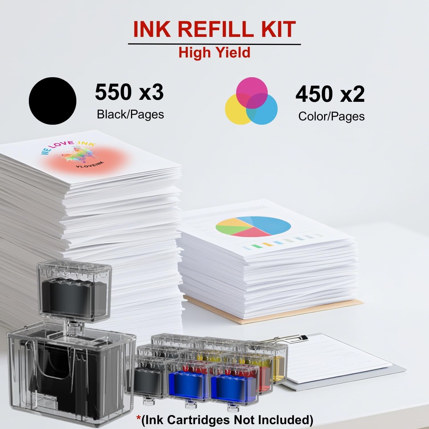 OppoInk PG-285XL/CL-286XL Tri-Color Printer Cartridge Combo Pack with Ink Refill Kit for TS7720 TR7820 TS7722 TR 7820 TS 7720 7722, Black Color, 9 Count, 3 Pack