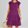 thumbnail image 1 of Jusqu'à 65 % de Réduction! Robes d'Été Mode pour Femmes 2024 Grande Taille Couleur Unie Manches Courtes, 1 of 9
