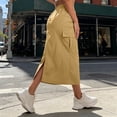 thumbnail image 7 of ShomPort Women's Cargo Skirts Long Skirt Flap Pockets Drawstring Elastic Waist Ankle Length Trendy Summer Skirt, 7 of 7