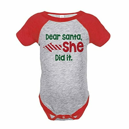 

7 ate 9 Apparel Funny Kids Santa Christmas Red Baseball Tee