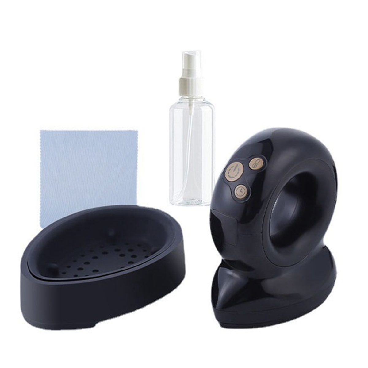 1x MINI 1x tray 1x bottle 1x cleaning cloth (the colors of the bottle and cleaning cloth are random,don't accept the specified color)-Black