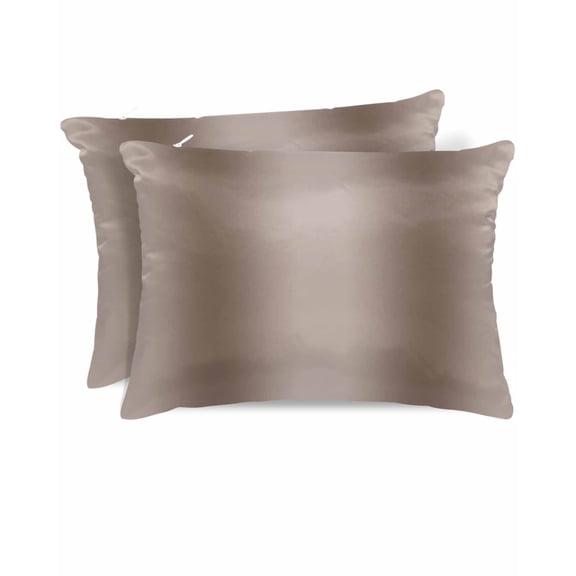 Hokiten Pillow Cases Queen Size Set of 2, Couch Pillow Covers, Brown Ombre Satin Pillowcases with Zipper for Hair/Skin, Pillow Protector Cover, Grey Modern Abstract Art 20x30 Inches