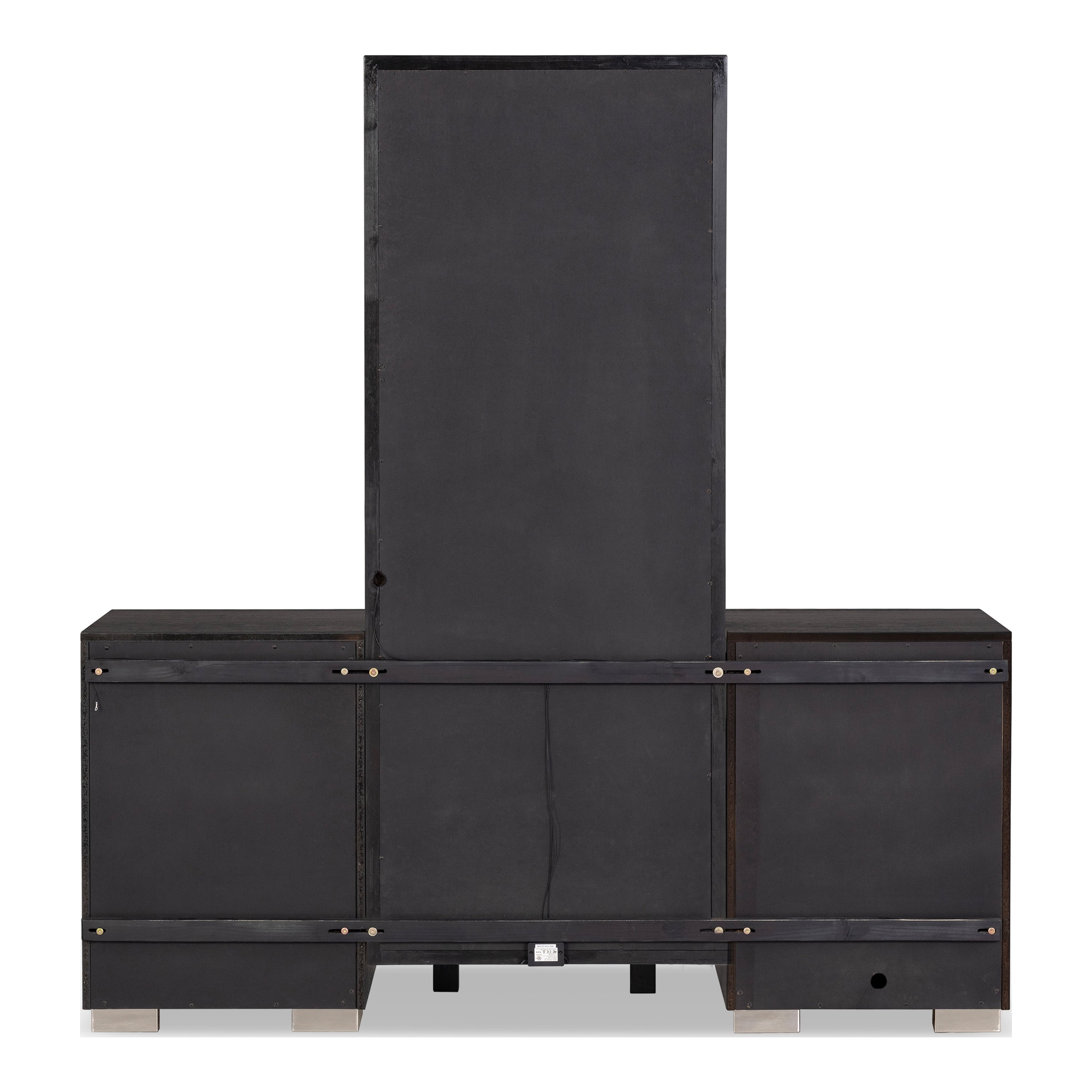 Furniture of America Bennett 4-Piece Modern 6-Drawer Vanity Set with LED and Power Outlet, Black