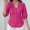 Hot Pink, variant on Women Summer Lace V Neck Plain Lace Elegant Button Shirt Fashion Comfy Solid Color Elegant Blouse 3/4 Sleeve Plus Size Soft Lightweight Breathable Beach Business Clothes, Wine M