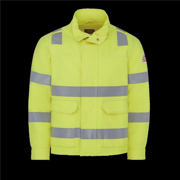 Bulwark JMJ6HV-RG-L Hi-Visibility Lined Bomber Jacket, Yellow & Green - Large - Regular