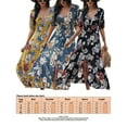thumbnail image 2 of Uhndy Women Summer High Waist Floral Print Dress Casual Boho Sundress Short Sleeve Split Long Maxi Dresses, 2 of 6