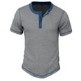 thumbnail image 5 of Men's Trendy Color Block Casual T Shirt Comfortable Loose Fit Short Sleeve Business Open Neck Button Design Tee Mens Work Shirts Summer Basic Tee Shirts, 5 of 8