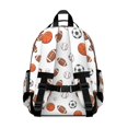 thumbnail image 3 of Football and Baseball White Pattern Cute School Backpack Bag for School with Padded Back and Adjustable Shoulder Straps 15.25"x11.5"x5.25", 3 of 5