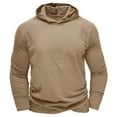 thumbnail image 3 of ZRGHAOYLQ Long Sleeve T Shirts for Men with Hood Lightweight Soft Cotton T-Shirt Fall Casual Hooded Tops Active Moisture Wicking Undershirt Khaki S, 3 of 8