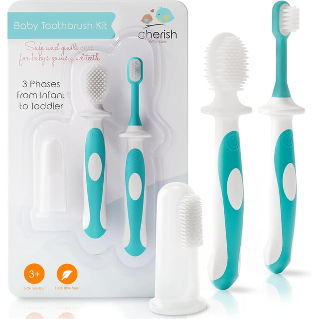 Set de cepillos de dientes para bebé Cherish Baby Care, silicona libre de BPA