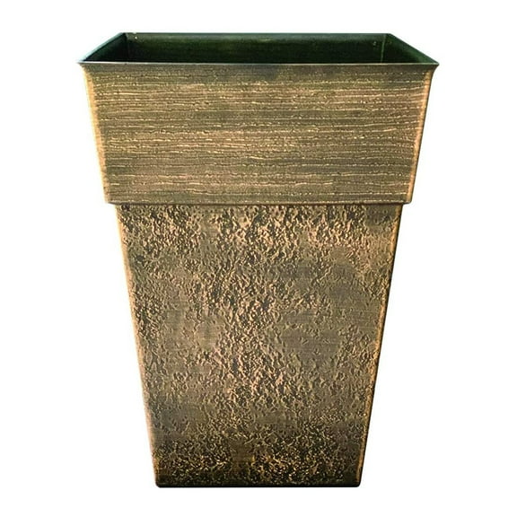 The HC Companies Avino 16 Inch Square Resin Planter Pot, Celtic Bronze