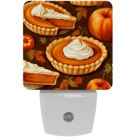 

Thanksgiving pumpkin pie Square LED Night Lights - Small Portable and Energy-Efficient Illumination Solution for Any Room - Ideal for Nightstands Bedrooms and Dorms