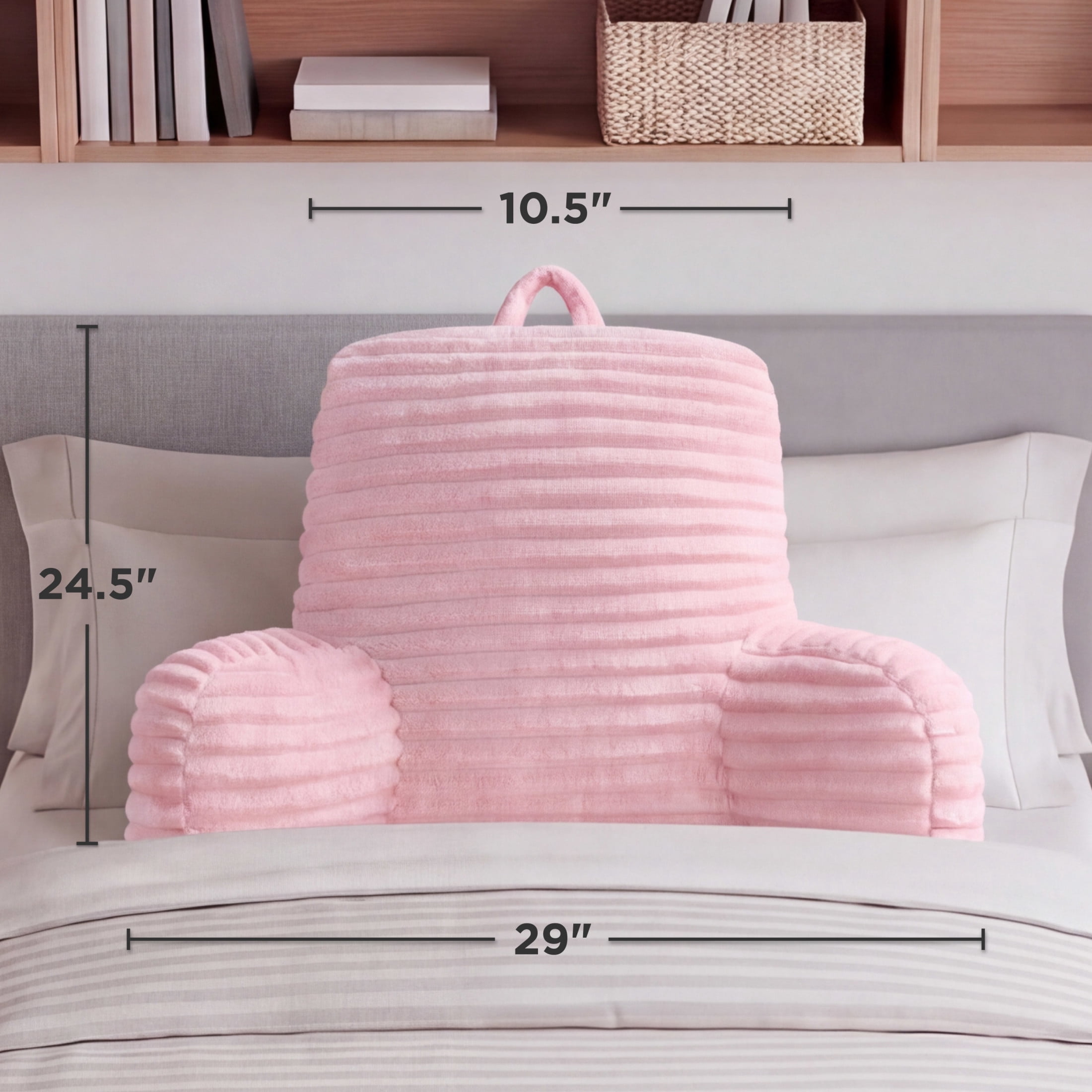 The Sheet Lab Ribbed Plush Backrest Pillow, Pink, 29" x 24.5" x 10.5"