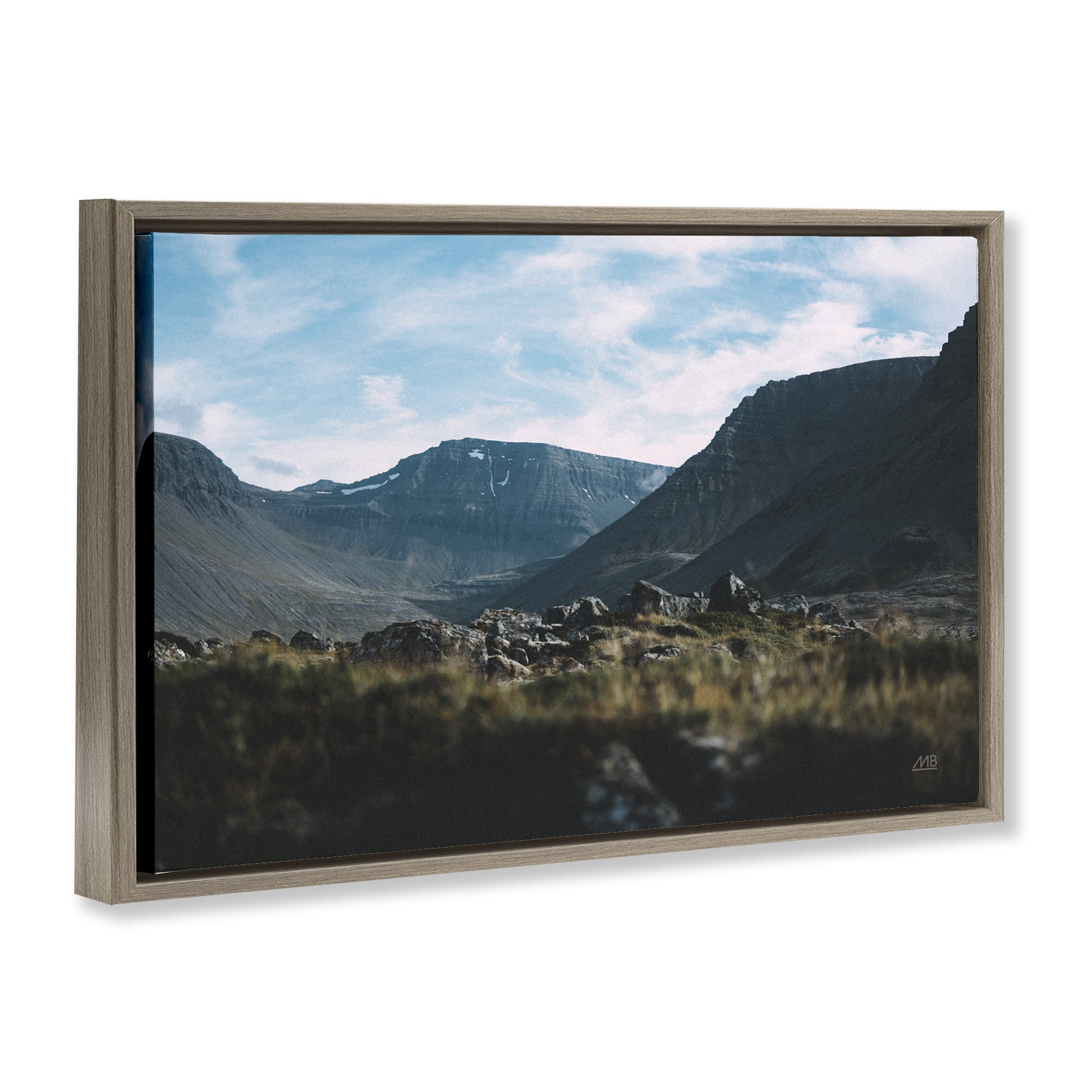 Stupell Industries Iceland Hike Landscape Landscape & Nature Photography Brown Floater Framed Canvas Art Print Wall Art, 25 x 17