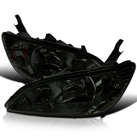 Spec-D Tuning Diamond Style Chrome Smoke Headlights Compatible with 2004-2005 Honda Civic 2D/ 4D L R Pair Head Light Lamp Assembly