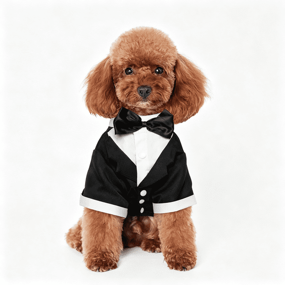 GASTROPOD Dog Tuxedo,Formal Dog Costume with Bow Tie Pet Wedding Suit Party Birthday Outfit,Dogs Tux Soft Shirt for Valentines Christmas Halloween Graduation Cosplay,Black Xl