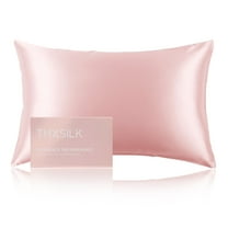 THXSILK 25 Momme Luxury Silk Pillowcase with Gift Box, Both Side Grade 6A Mulberry Silk, Hidden Zipper Pillowcase for Hair and Skin, Gift Set, Pink, Queen Size(20"x30")