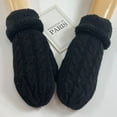 thumbnail image 2 of Jinhomg Thermal Mittens for Women Men Fall Winter Comfy Cable Knitted Mittens Thick WinResistant Fleece Lined Mittens Unisex Outdoor Gloves Black Free Size, 2 of 5
