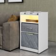 thumbnail image 4 of Led End Table,Modern Side Sofa Table with Drawers and Storages for Living Room Bedroom, White&Yellow Lights, 4 of 5