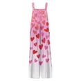 thumbnail image 6 of KDDYLITQ Womens Valentines Overalls U Neck Wide Leg Jumpsuit Floral Print Sleeveless Button Strap Fashion Workout Holiday Pants with Pocket Purple Pink XL, 6 of 7