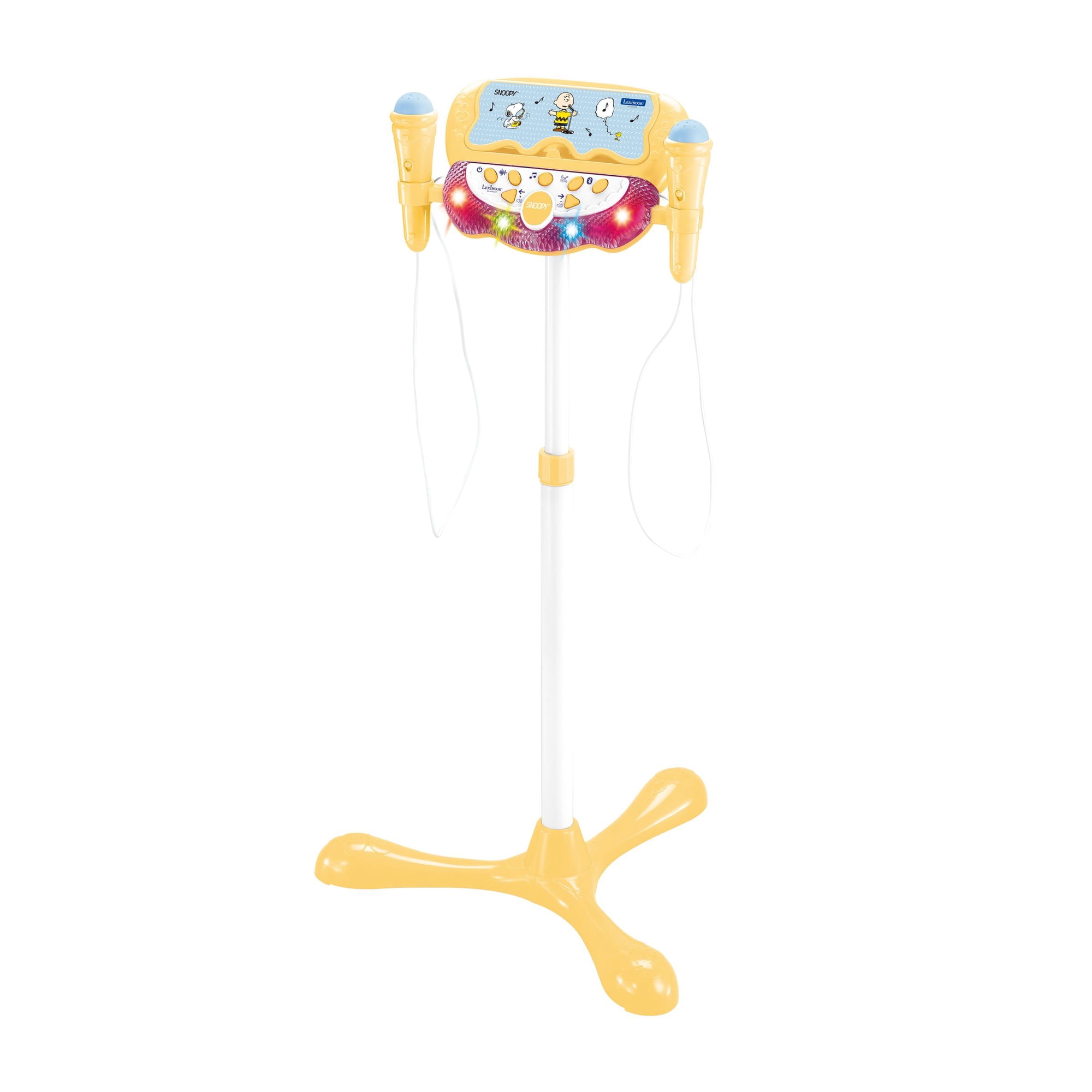 Lexibook Peanuts Snoopy Adjustable Microphone Stand with 2 Mics Voice Effects Light Effects Speaker Bluetooth&reg; Function Phone Holder Yellow S160PN
