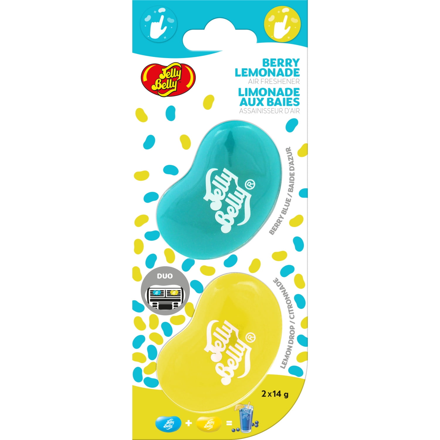 Jelly Belly Duo Car Air Freshener Vent Clips, Berry Lemonade Scent, 2 Pack, ENERGIZER JB DUO BERRYLEMN 2PK