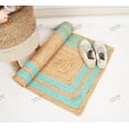 thumbnail image 5 of Rectangle Rug Natural Jute Rug Hand Braided Beige and Turquoise Color Stripes Line Area Rug, 5 of 5