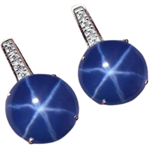 Elegant Star Studs Earrings with Blue Star Sapphire Sterling Silver Earrings for Women, Stunning Gemstone Jewelry, Ideal Gift for Her Black Vermeil