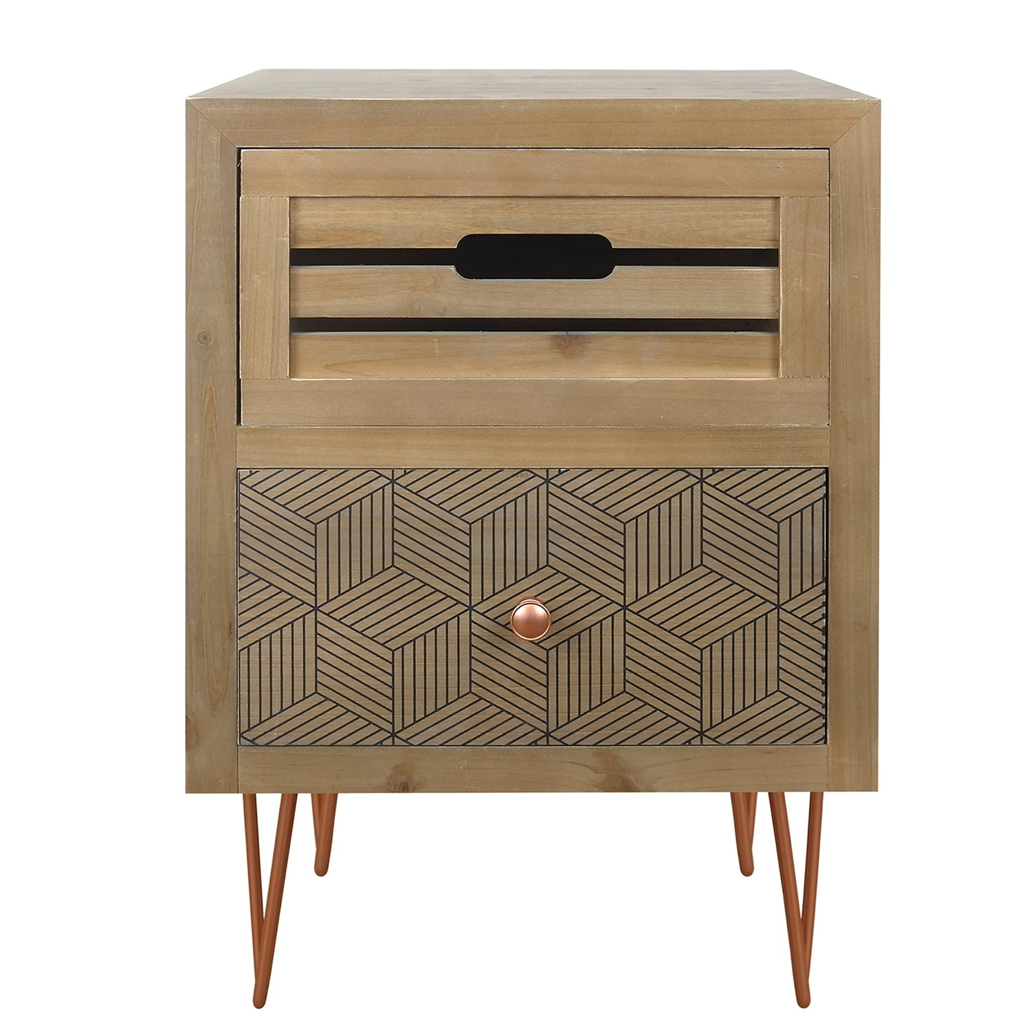 Kadyn Wooden Nightstand with Two Drawer, Modern Style Bedside Table, Storage Dresser End Table for Bedroom or Office, Natural Kadyn Wooden Nightstand with Two Drawer, Modern Style Bedside Table, Storage Dresser End Table for Bedroom or Office, Natural