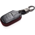 thumbnail image 2 of Vitodeco Genuine Leather Keyless Smart Key Fob Case Cover with Key Chain Compatible for Maserati Ghibli, Levante, Quattroporte (Remote Start, Black/Red), 2 of 6