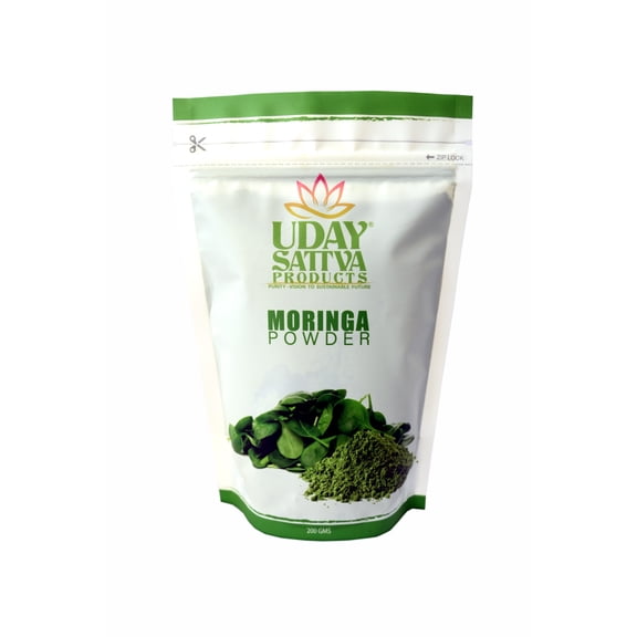 Uday Sattva Products Organic Moringa Powder Superfood Vegan Gluten-Free Fine Blend 7.05OZ Pack