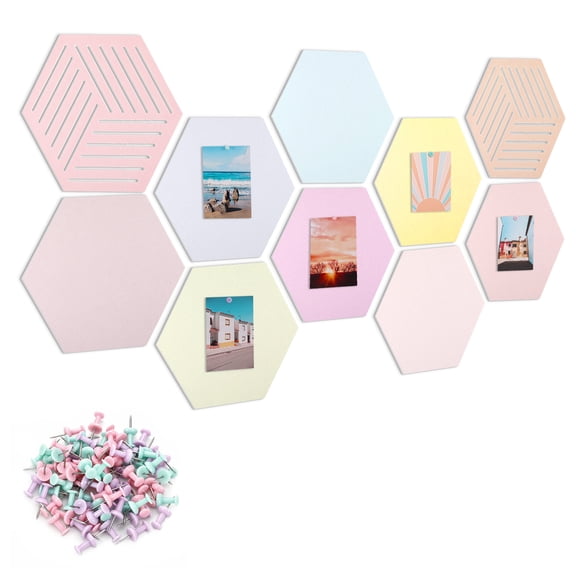 sixwipe 10 Packs Felt Bulletin Board, Self-Adhesive Sound Absorbing, Macaron 80 Push Pins, 10.2"x11.8"