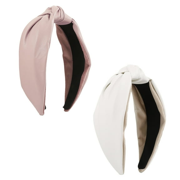 Hair Bands For Women Headband For Women Leather Headbands For Women With A Tie 2Pcs Artificial Top Knot Girl Fashion