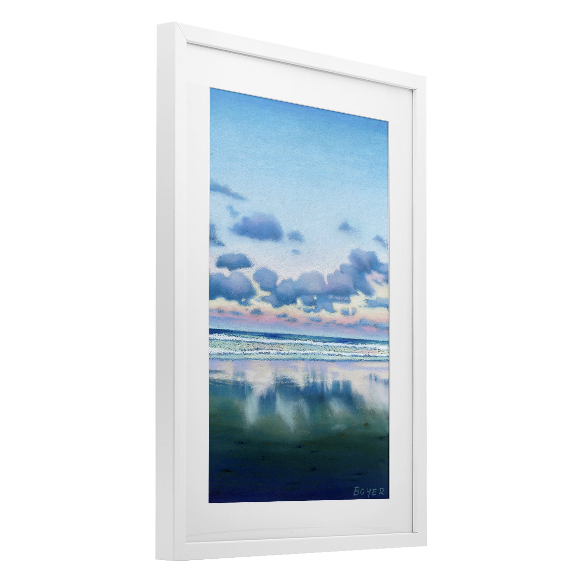 Stupell Industries Pretty Azure Cloud Reflection White Framed Print Under Glass, design by Susy Boyer