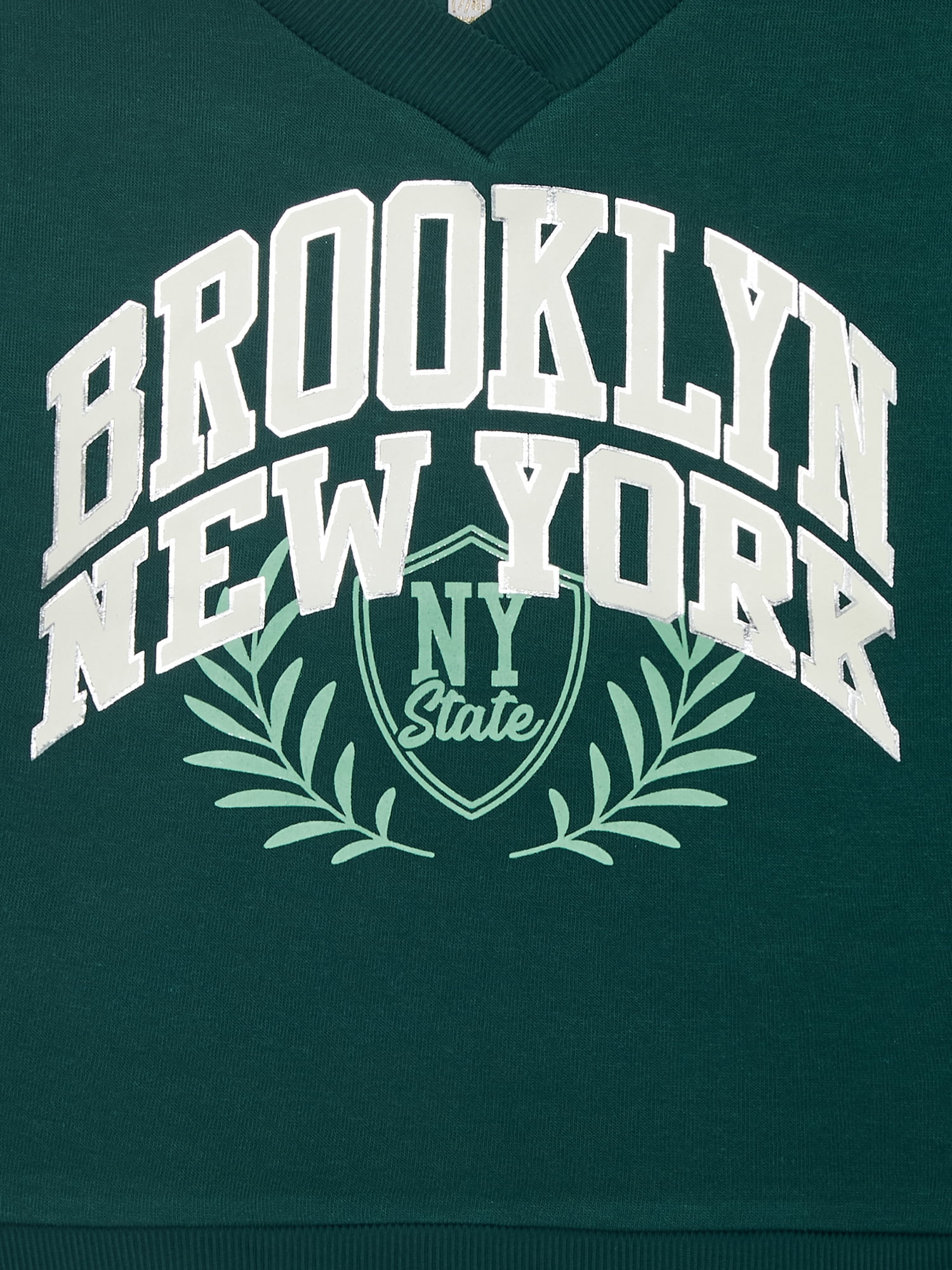 Planet Gold Girls Brooklyn New York V-Neck Sweatshirt, Sizes 4-18