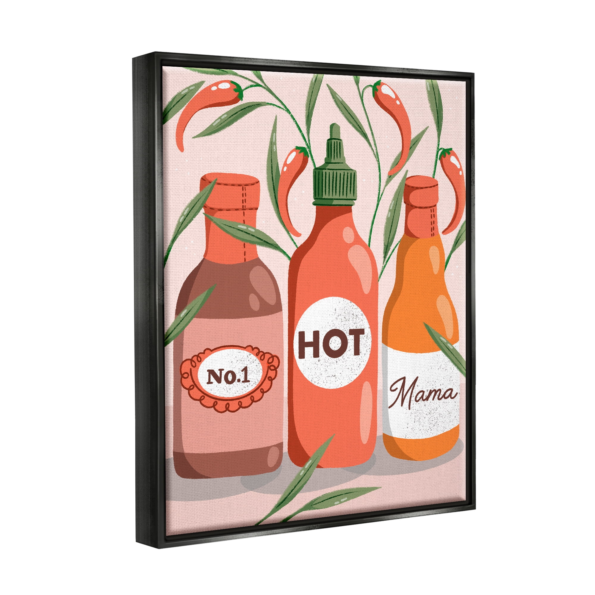 Stupell Industries No.1 Hot Mama Chili Sauce Holiday Painting Black Floater Framed Art Print Wall Art