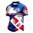 thumbnail image 3 of Soccer Cup 2026 Jersey USA Soccer for Men with Wavy Red White Blue Stripes and Polo Collar Short Sleeves Featuring Breathable Fabric for Game Day Parties Tailgating Events Blue XL, 3 of 5