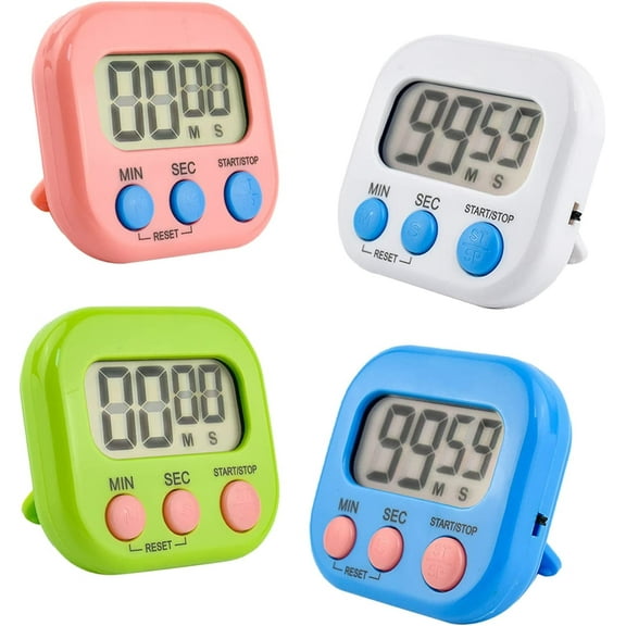 4-Piece Multi-Function Electronic Timer,Cooking,Suitable for Kitchen, Study,(not Including Battery)