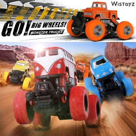 Trucks Toys for Boys/Girls Friction Powered 4-Pack Push and Go Car Truck Playset for Aged 2 3 4 5 Year Old, Gifts for Kids