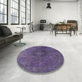 thumbnail image 4 of Ahgly Company Machine Washable Indoor Round Industrial Modern RebeccaPurple Area Rugs, 6' Round, 4 of 7