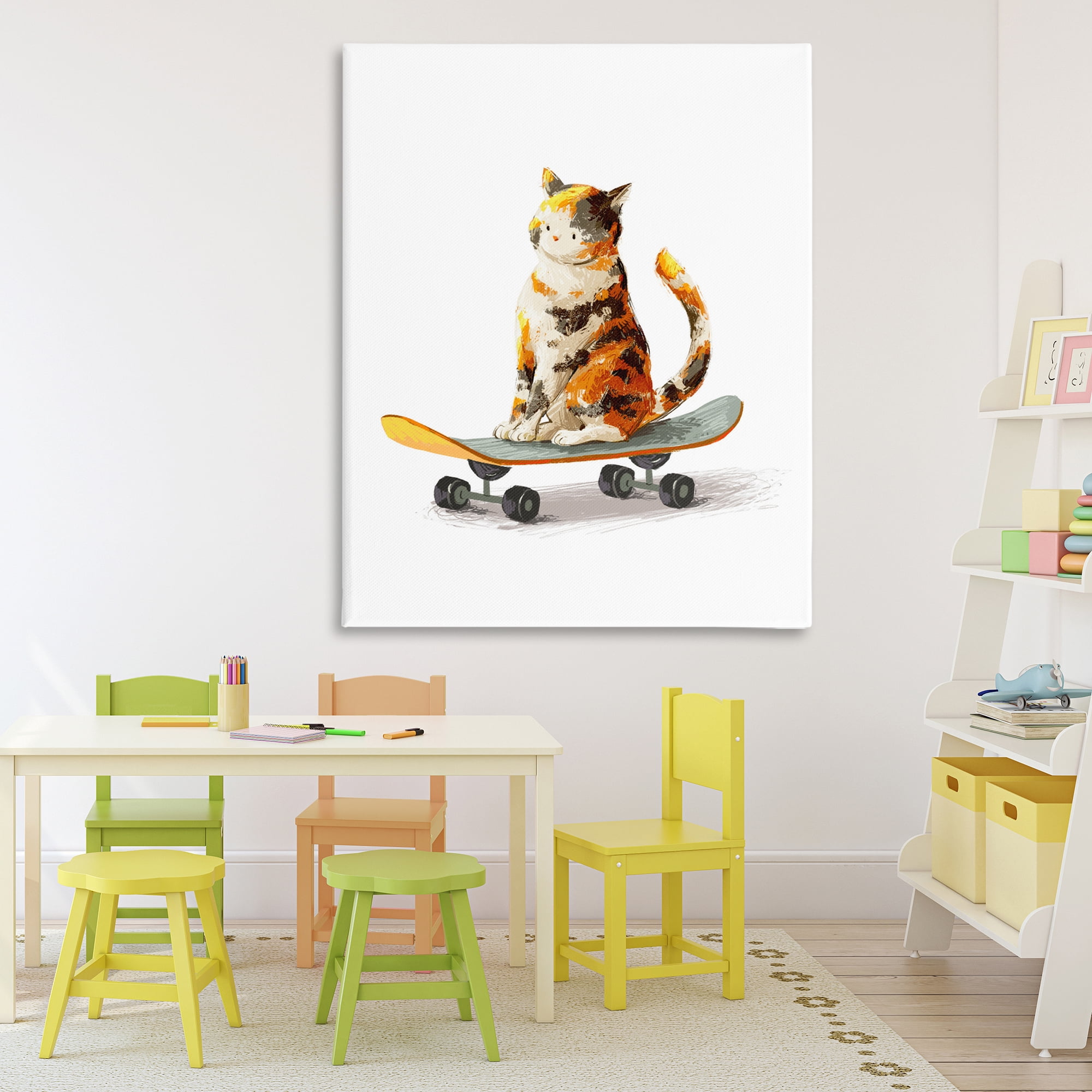 Stupell Industries Calico Cat on a Skateboard Canvas Wall Art, design by Ziwei Li